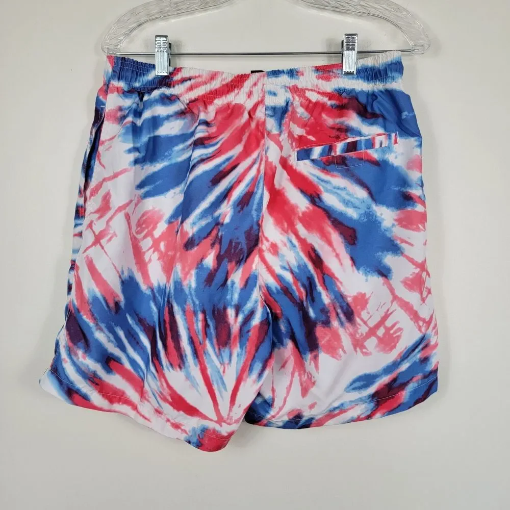 NASA Aldrin Family Foundation Men's Sz Medium Tie Dye Swim Trunks Red White Blue